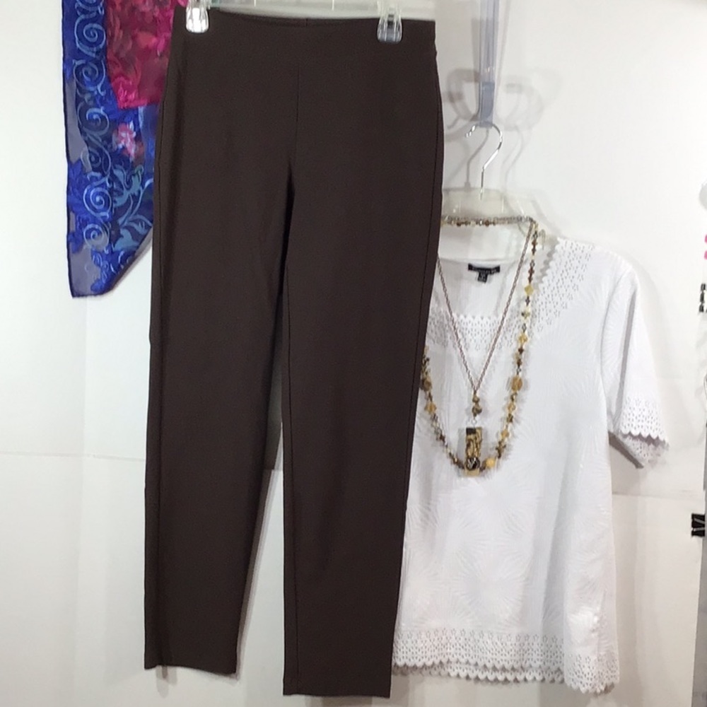 Eileen Fisher brown pull on ankle pants XS